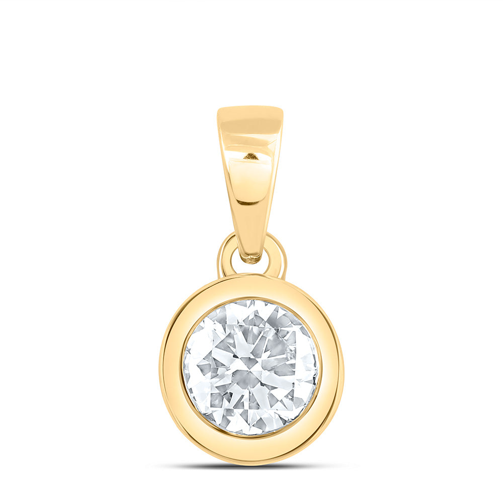 14K Yellow Or White Gold 1/4 Cttw Lab Grown Diamond Fashion Bezel Round Solitaire Pendant