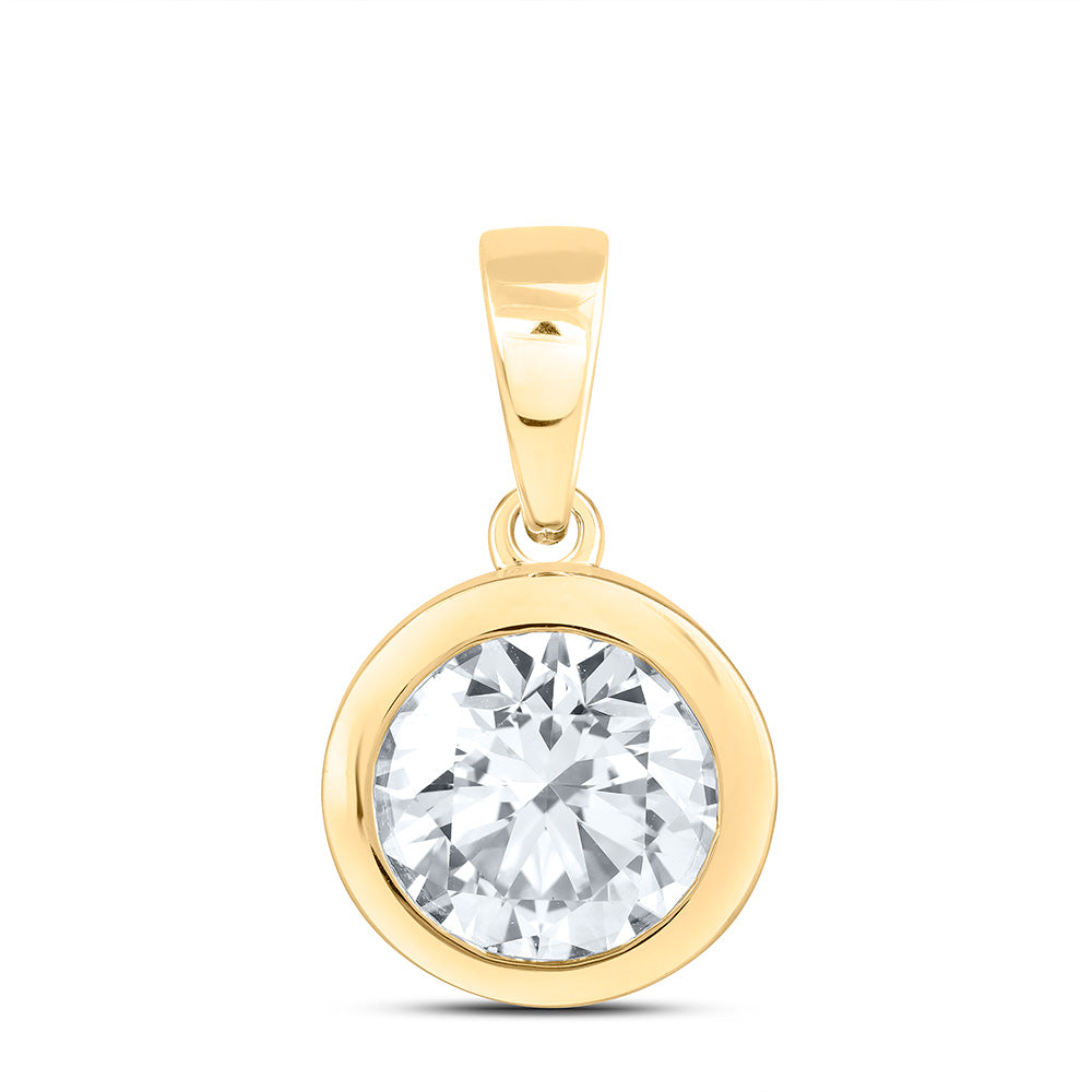14K Yellow Or White Gold 1 1/2 Cttw Lab Grown Diamond Fashion Bezel Round Solitaire Pendant