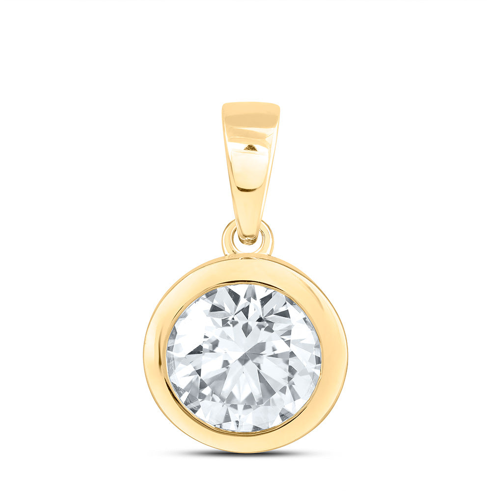 14K Yellow Or White Gold 2 Cttw Lab Grown Diamond Fashion Bezel Round Solitaire Pendant