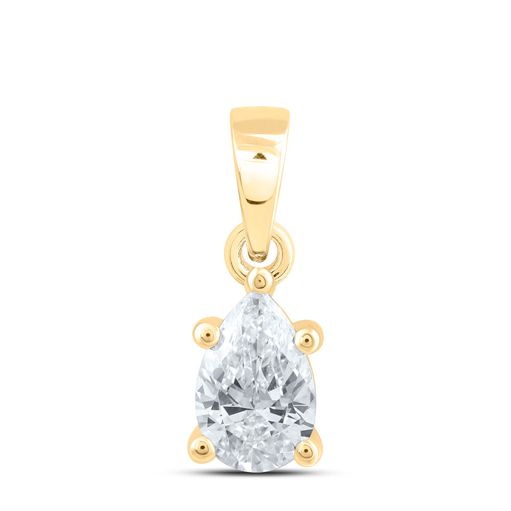 14K Yellow Or White Gold 1/4 Cttw Lab Grown Diamond Pear Solitaire Pendant