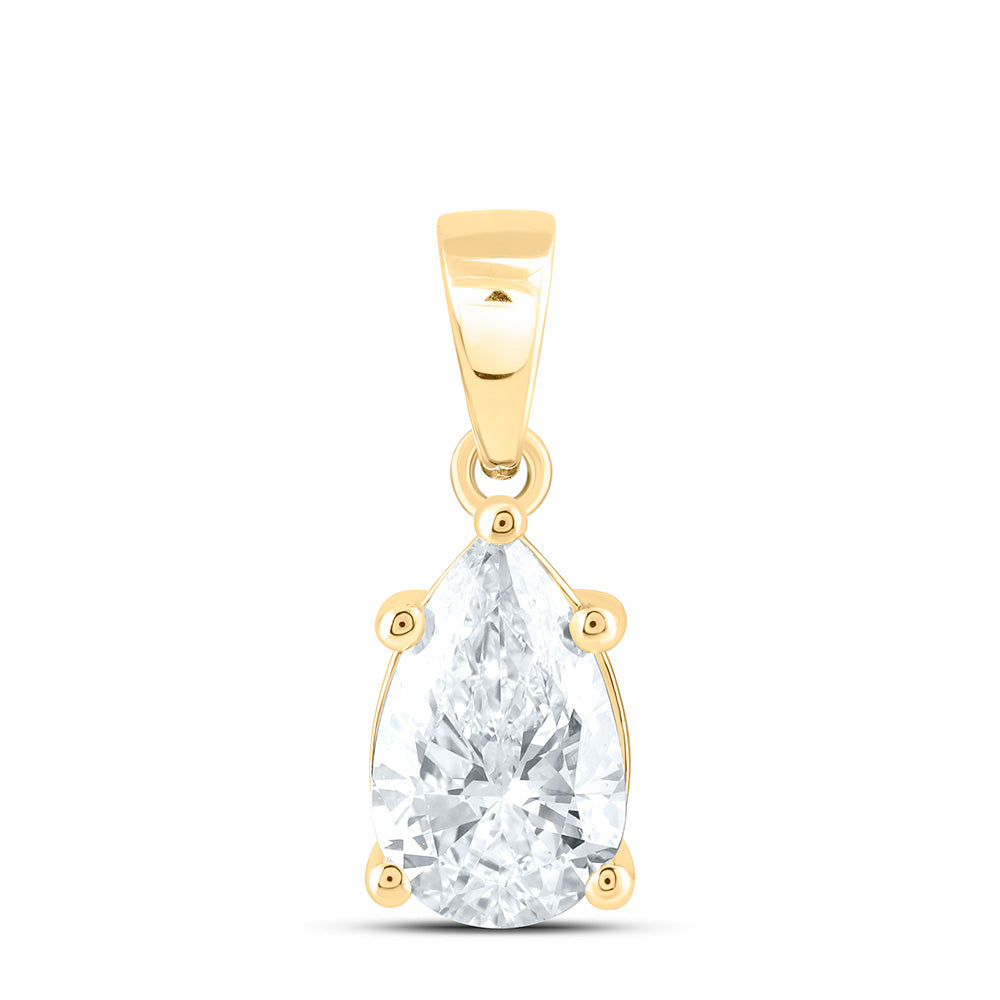 14K Yellow Or White Gold 1 Cttw Lab Grown Diamond Pear Solitaire Pendant