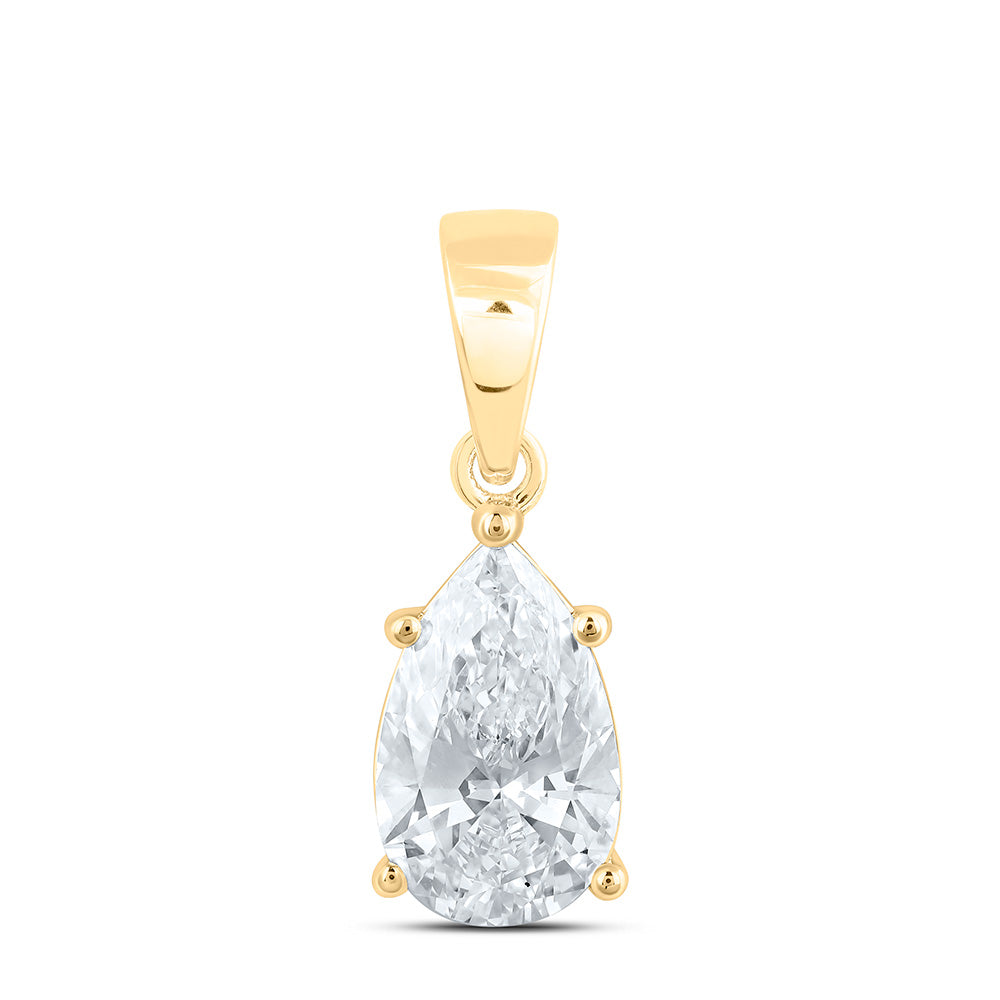 14K Yellow Or White Gold Lab Grown Diamond Pear Solitaire Pendant