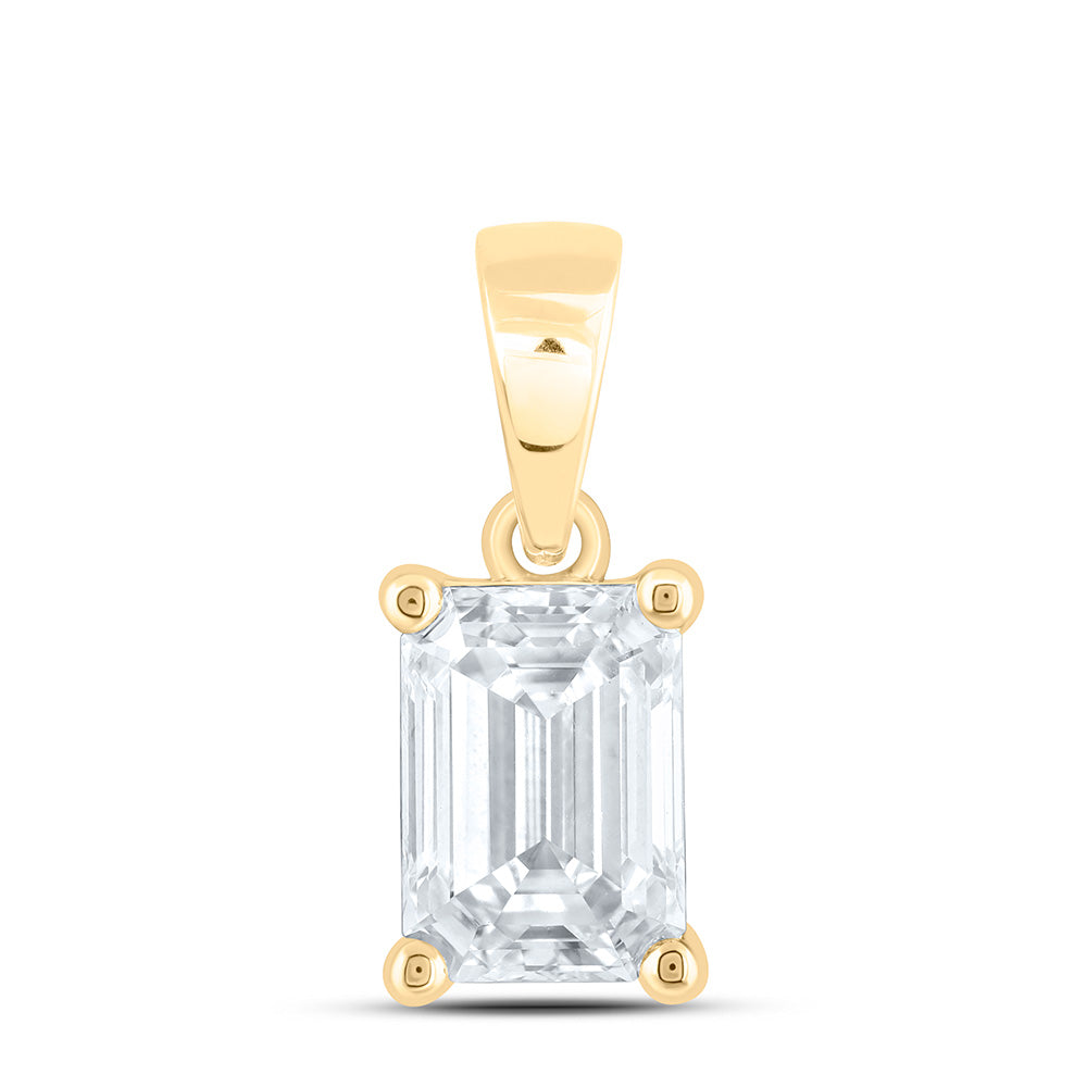 14K Yellow Or White Gold 1 1/2 Cttw Lab Grown Diamond Emerald Solitaire Pendant