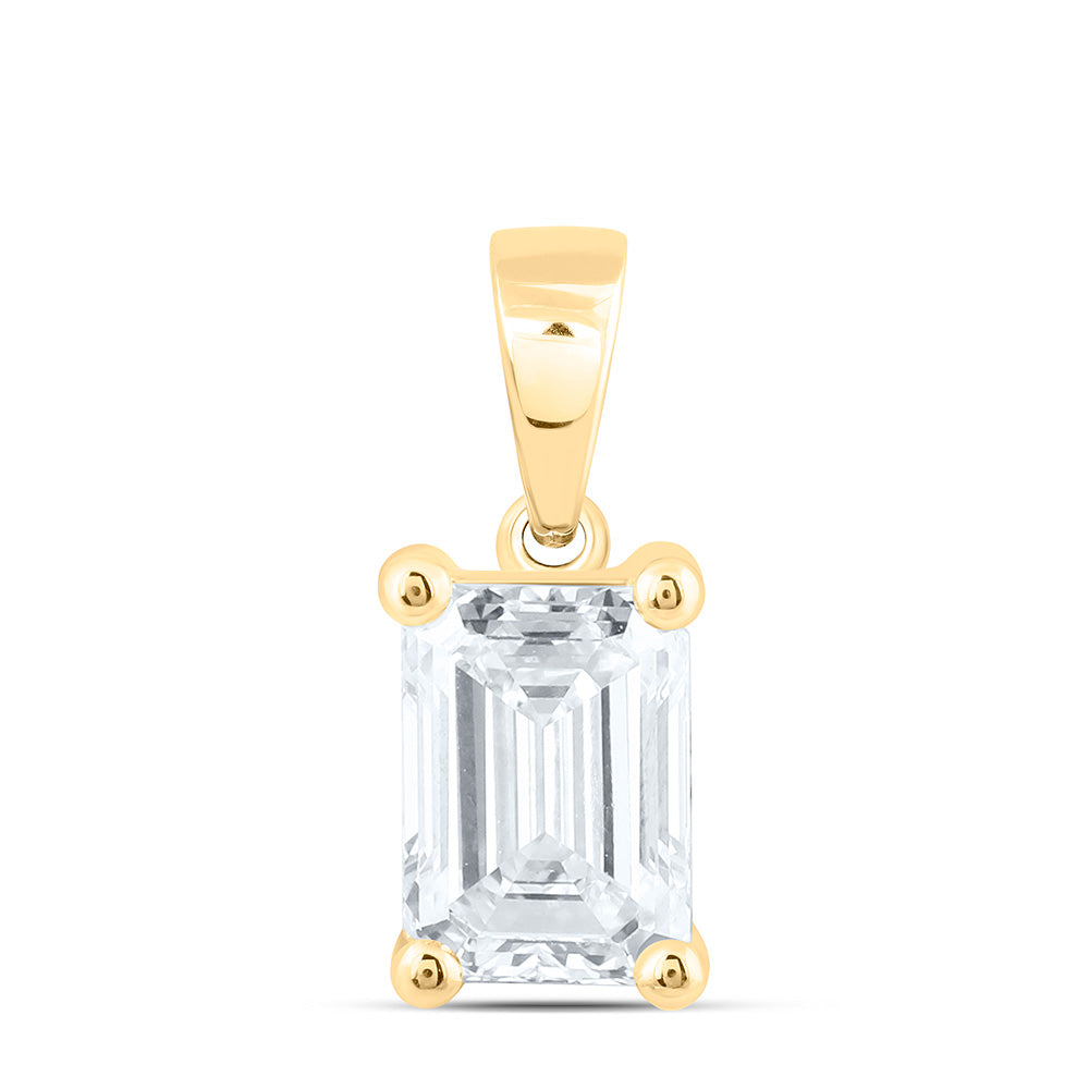 14K Yellow Or White Gold 2 Cttw Lab Grown Diamond Emerald Solitaire Pendant