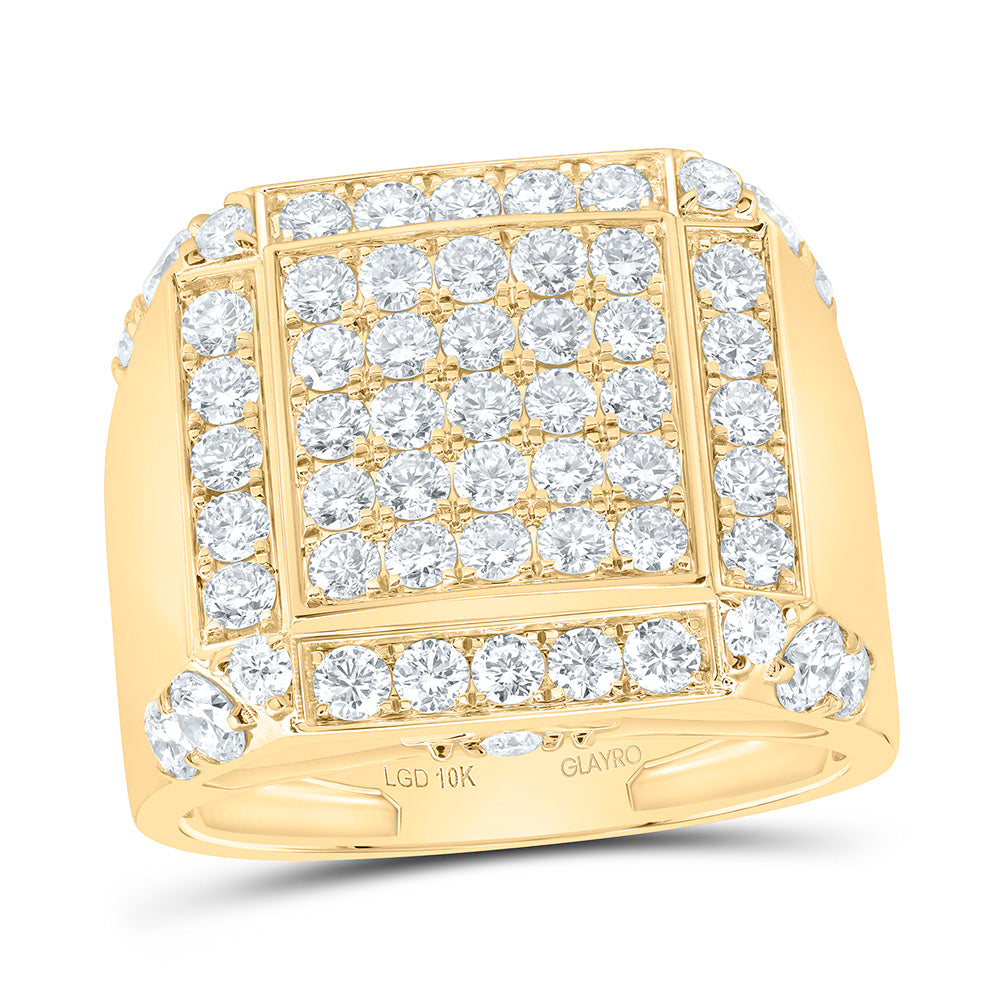 10K Yellow Gold 2 5/8 Cttw Lab Grown Diamond Square Mens Ring