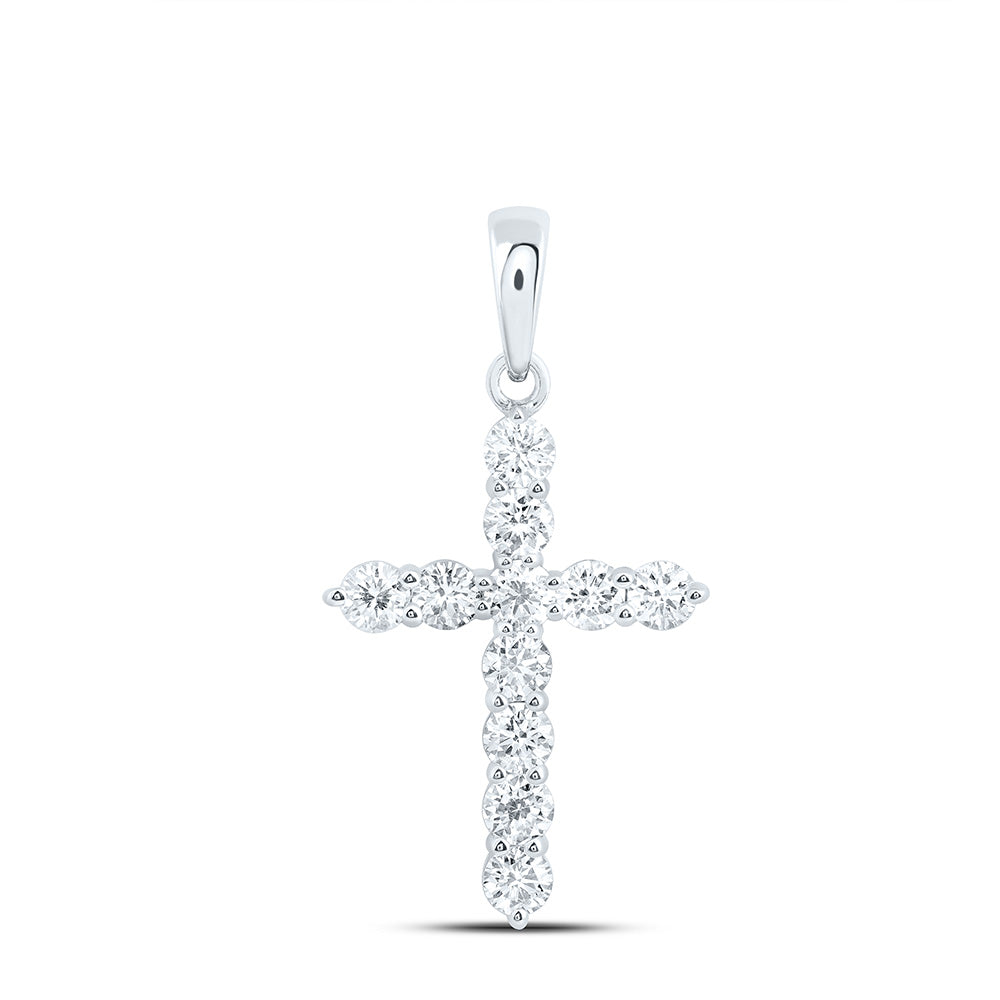 14K Yellow Or White Gold 3/4 Cttw Lab Grown Diamond Fashion Cross Pendant