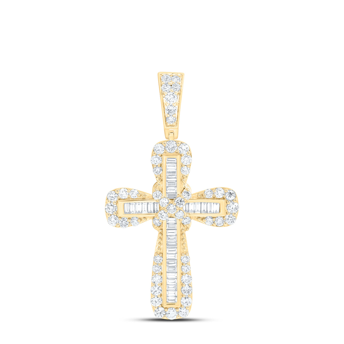 10K Yellow Gold 2 7/8 Cttw Lab Grown Diamond Men's Cross Pendant