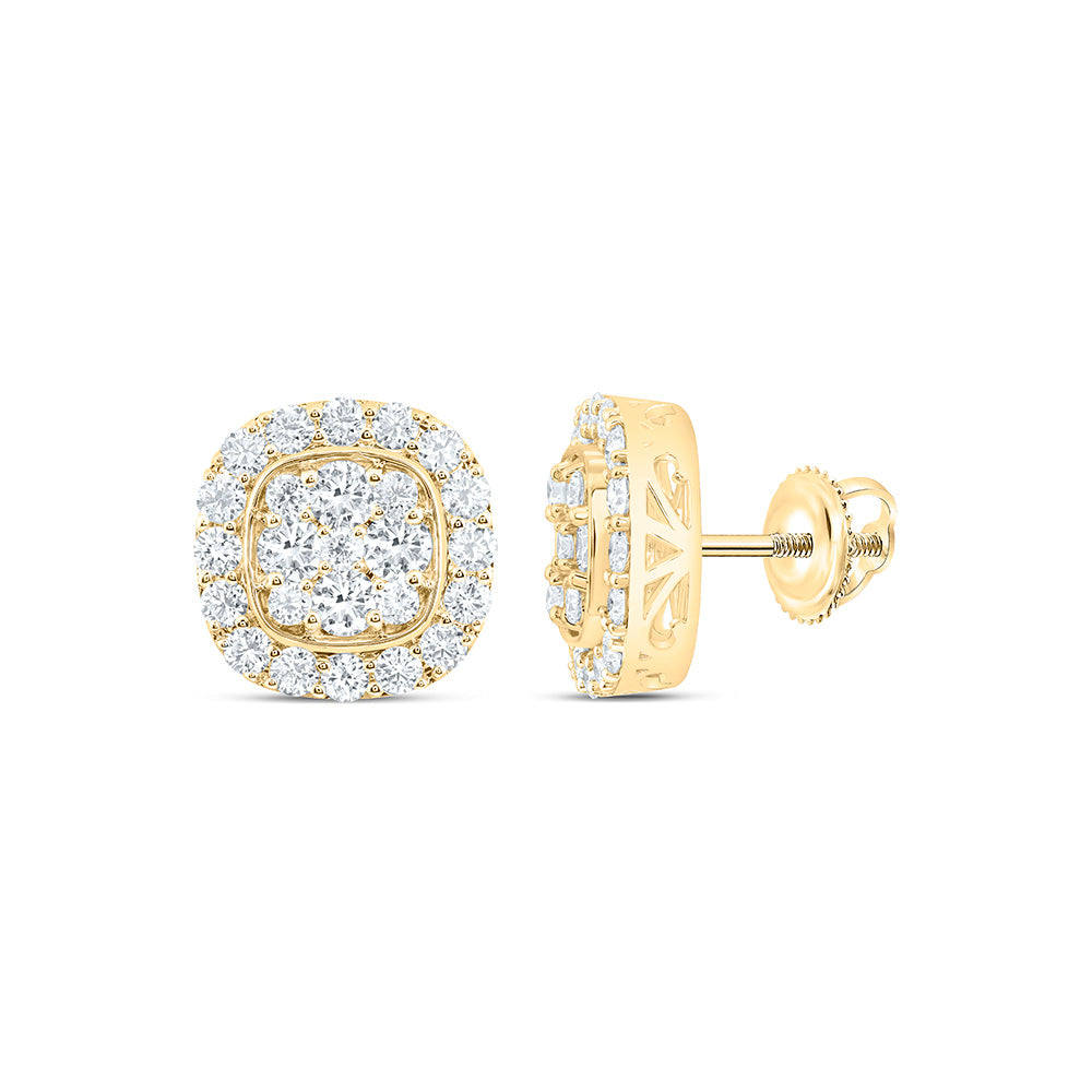 10K Yellow Gold 2 1/2 Cttw Lab Grown Diamond Cushion Mens Earring