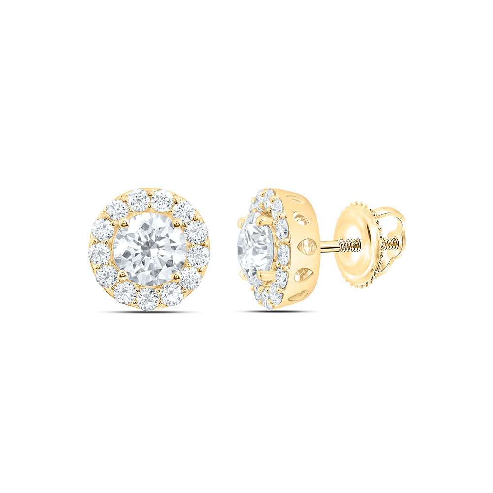 10K Yellow Gold 2 7/8 Cttw Lab Grown Diamond Round Mens Earring