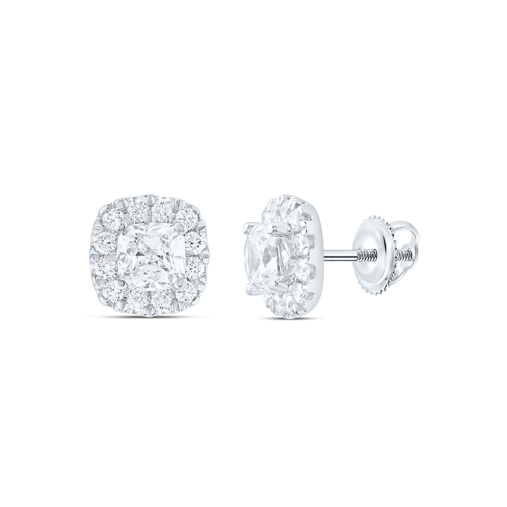 14K Yellow Or White Gold 1 Cttw Lab Grown Diamond Fashion Cushion Earring