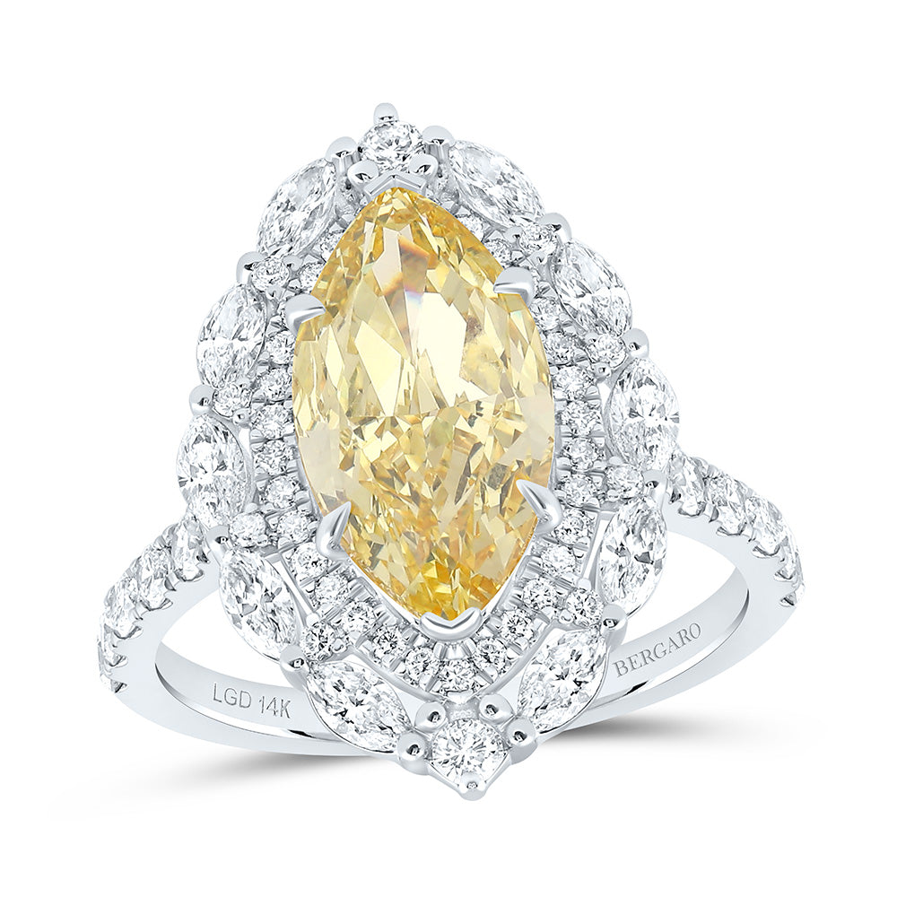 14K Yellow Or White Gold 4 1/3 Cttw Lab Grown Diamond 3 Cttw Center Marquise Yellow Diamond Fashion Engagement Ring