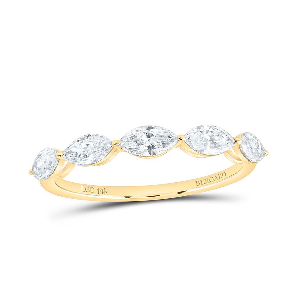 14K Yellow Or White Gold 5/8 Cttw Lab Grown Diamond Fashion Marquise Band