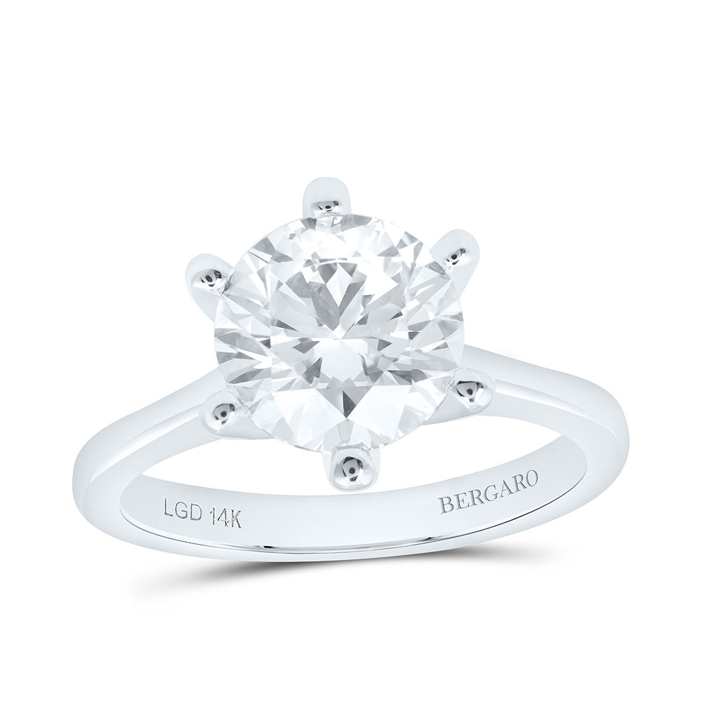 14K Yellow Or White Gold 2 1/2 Cttw Lab Grown Diamond Round Solitaire Ring