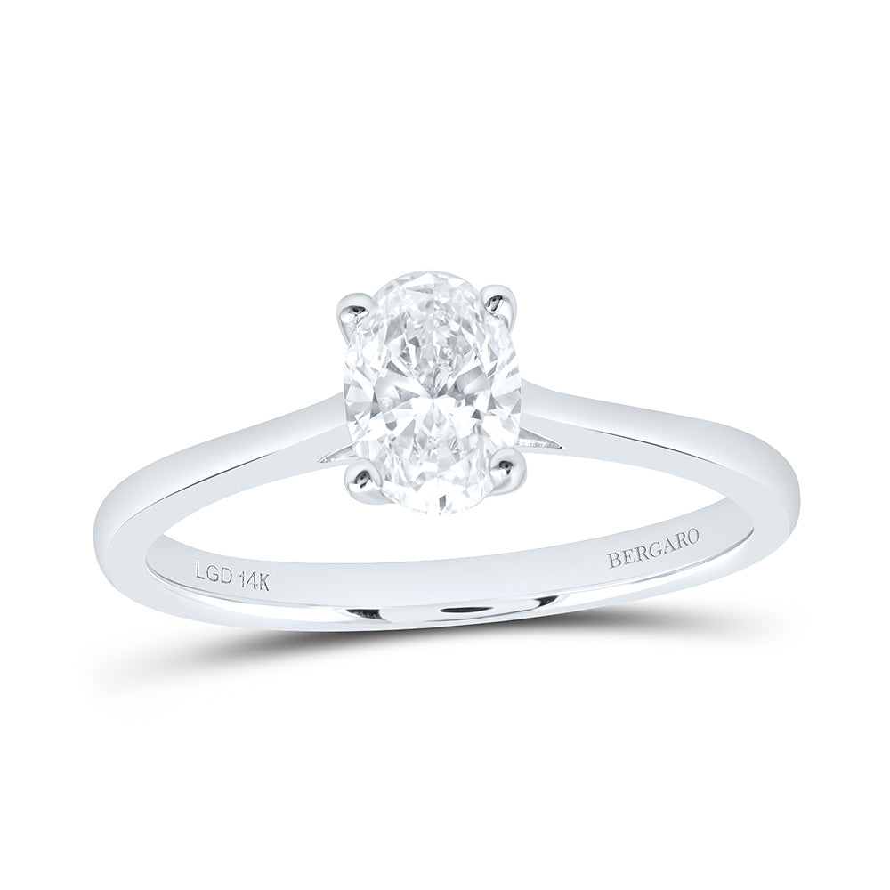 14K Yellow Or White Gold 3/4 Cttw Lab Grown Diamond Oval Solitaire Ring