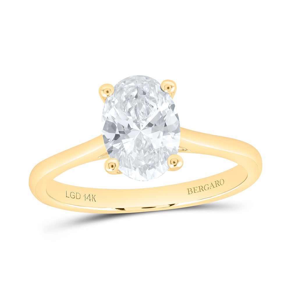 14K Yellow Or White Gold 1 1/2 Cttw Lab Grown Diamond Oval Solitaire Ring