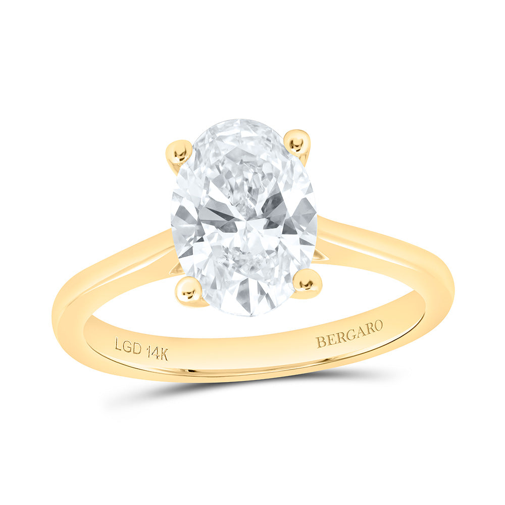 14K Yellow Or White Gold 2 Cttw Lab Grown Diamond Oval Solitaire Ring