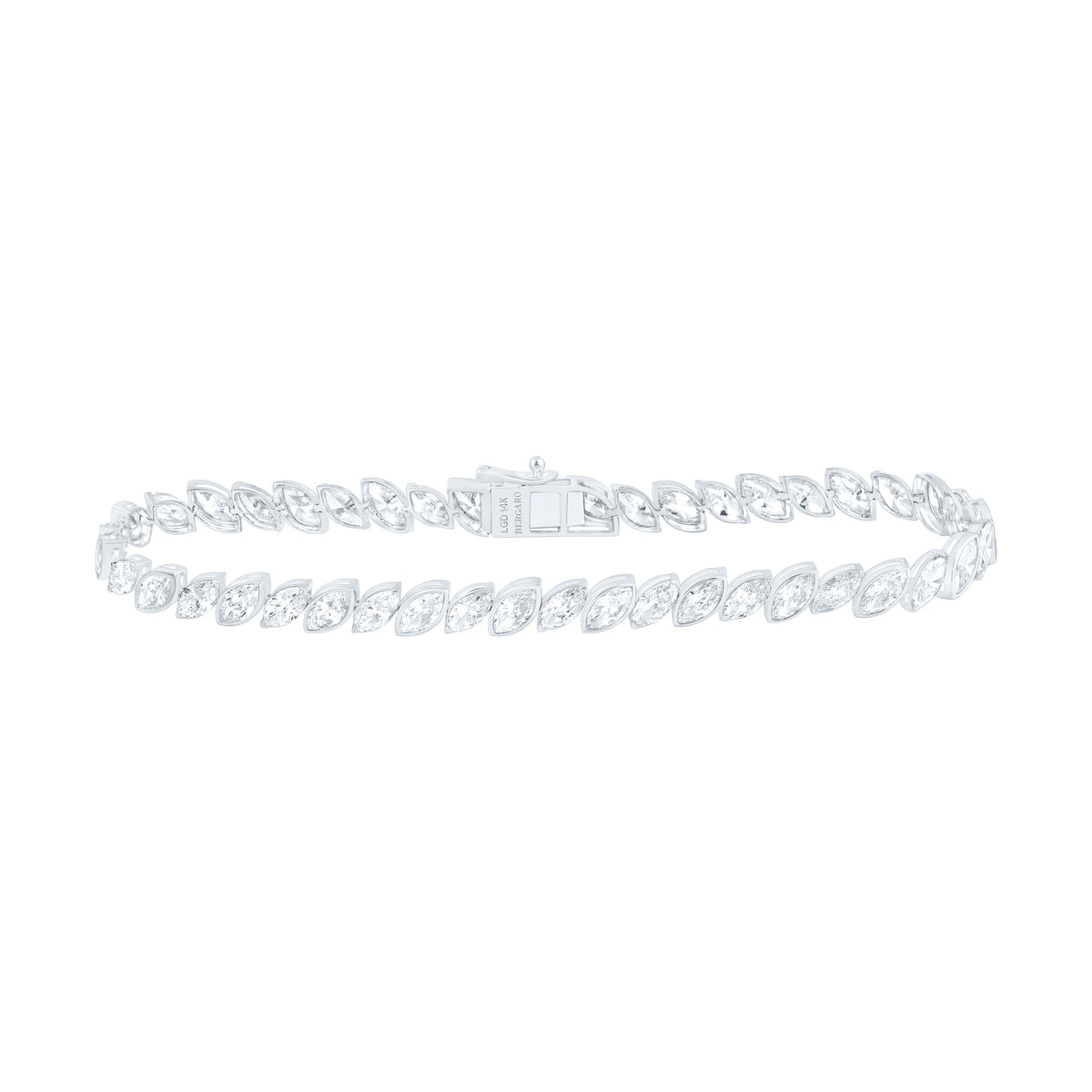 14K Yellow Or White Gold Lab Grown Diamond Fashion Bezel Marquise Bracelet (7 Inch)