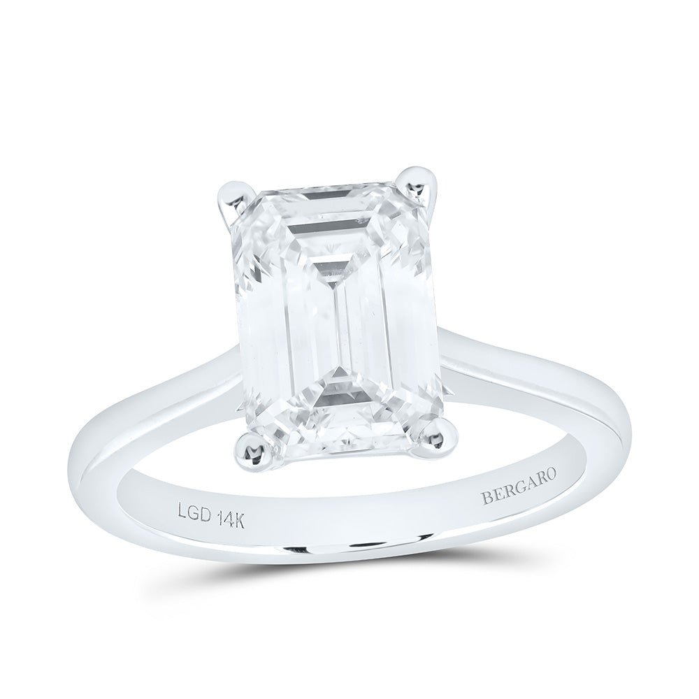 14K Yellow Or White Gold 3 Cttw Lab Grown Diamond Emerald Solitaire Ring