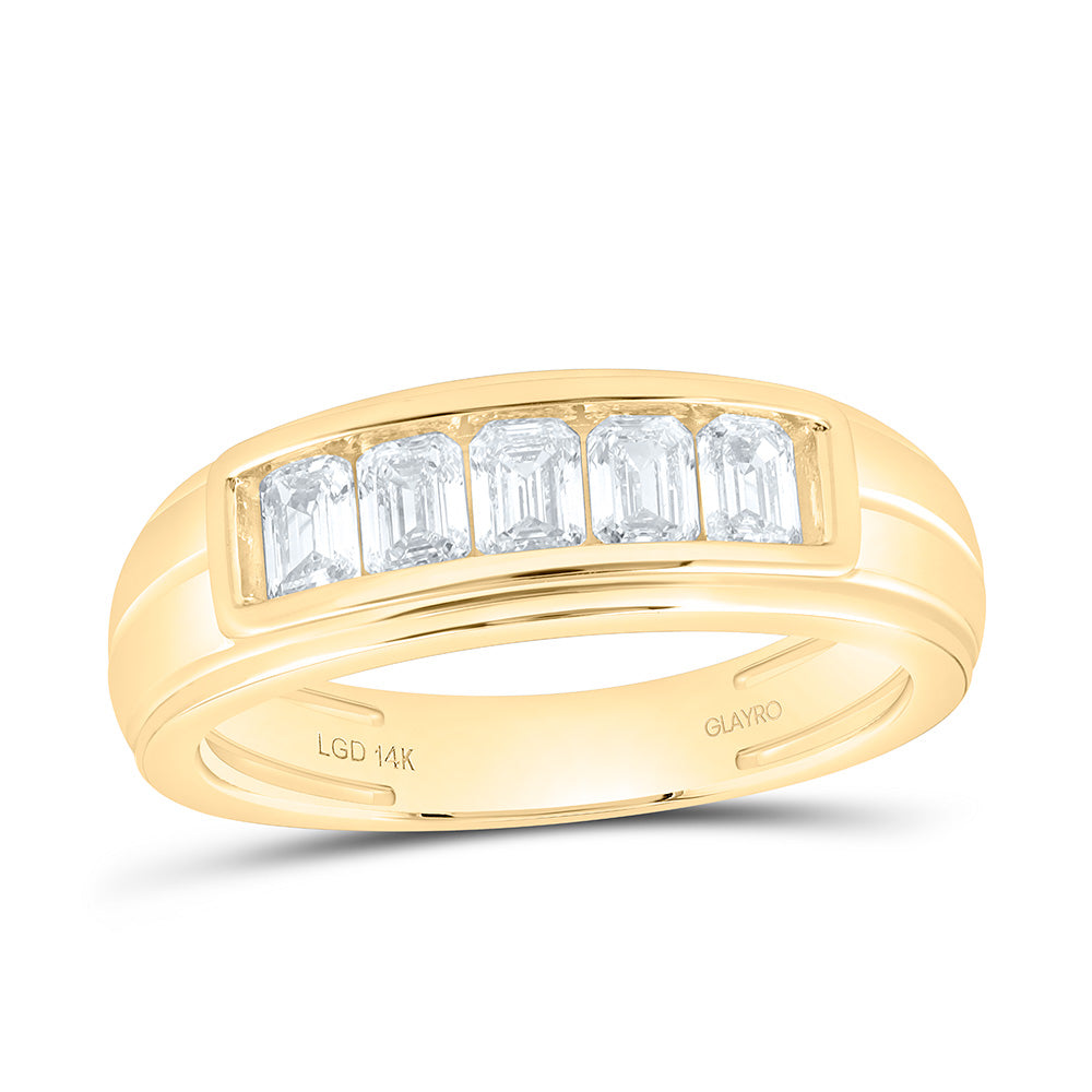 14K Yellow Or White Gold 1 Cttw Lab Grown Diamond Emerald Mens Band