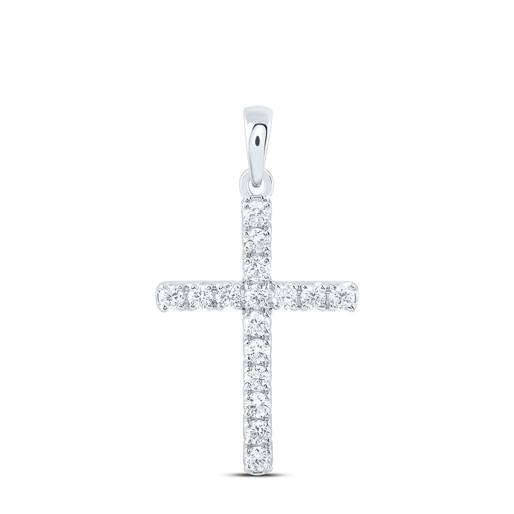 14K Yellow Or White Gold 1/3 Cttw Lab Grown Diamond Fashion Cross Pendant
