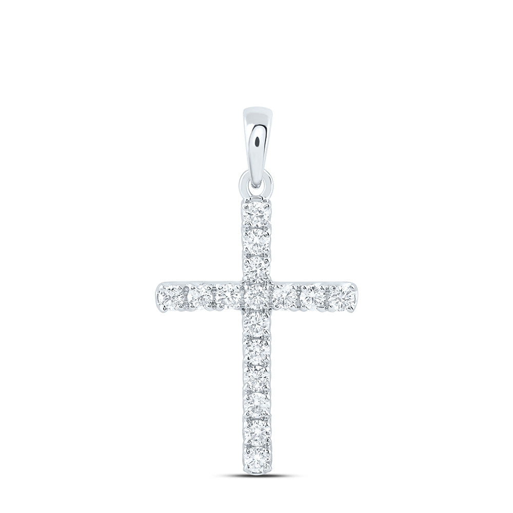 14K Yellow Or White Gold 1/2 Cttw Lab Grown Diamond Fashion Cross Pendant