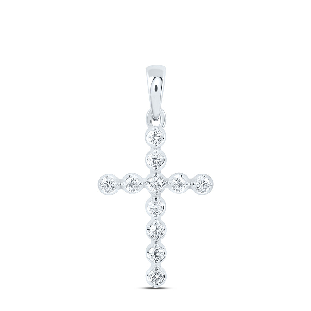 14K Yellow Or White Gold 1/4 Cttw Lab Grown Diamond Fashion Cross Pendant
