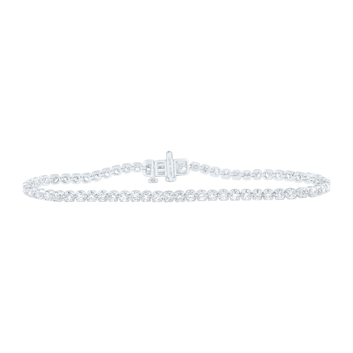 14K White Gold 3 Cttw Lab Grown Diamond Fashion Tennis Bracelet (7 Inch)