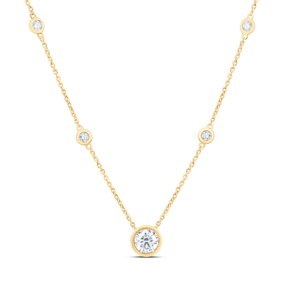 14K Yellow Gold 1 5/8 Cttw Lab Grown Diamond 1 Cttw Center Round Necklace (18 Inch)