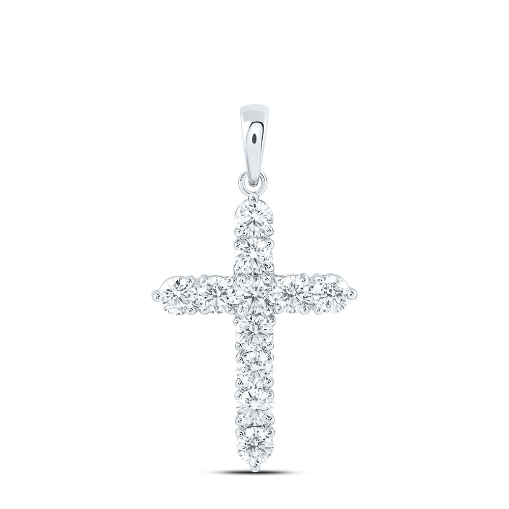 14K Yellow Or White Gold 1 5/8 Cttw Lab Grown Diamond Fashion Cross Pendant