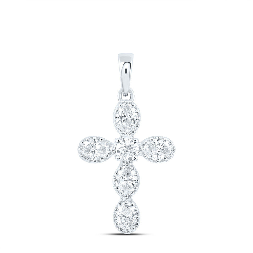 14K Yellow Or White Gold 3/4 Cttw Lab Grown Diamond Fashion Cross Pendant