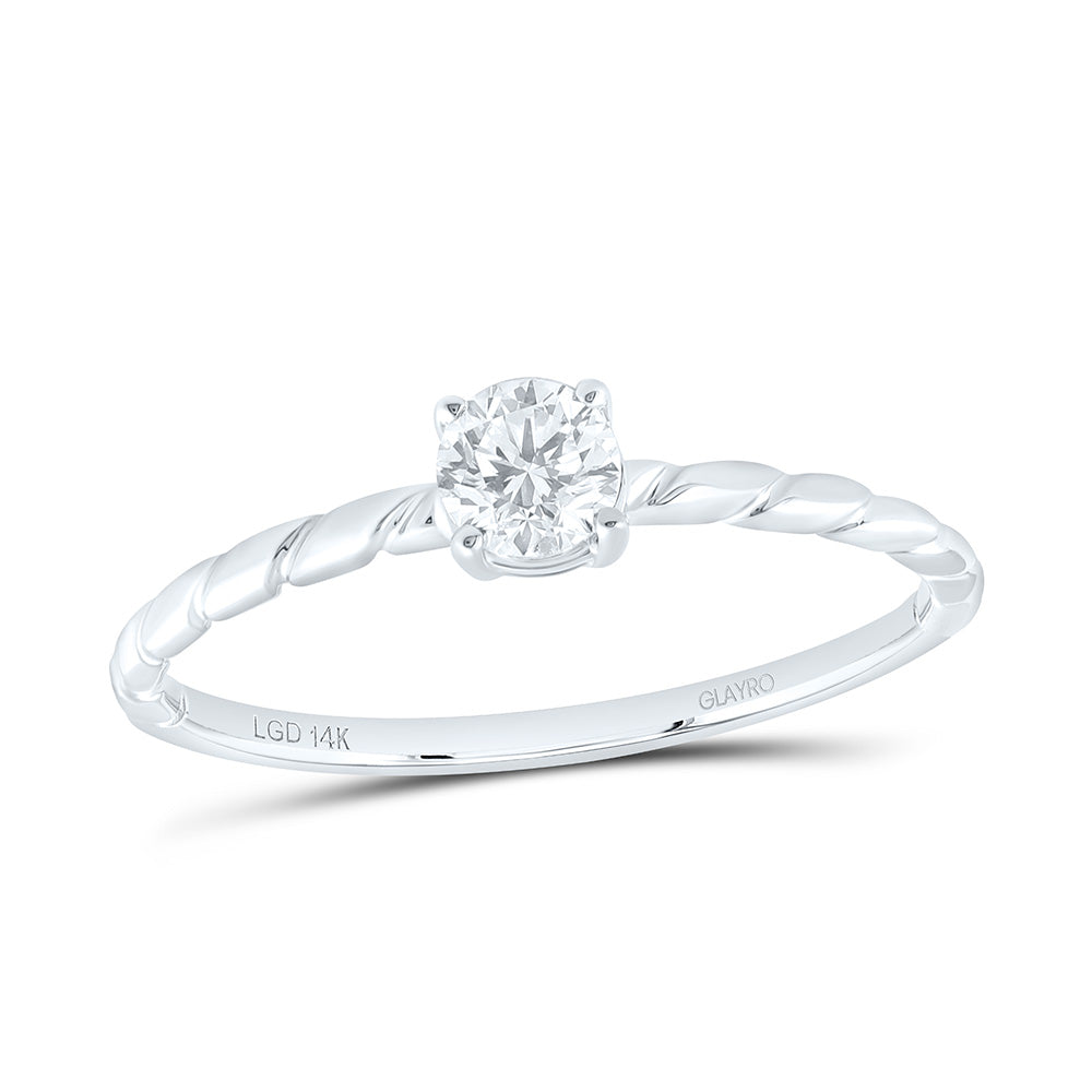 14K Yellow Or White Gold 1/4 Cttw Lab Grown Diamond Round Solitaire Ring