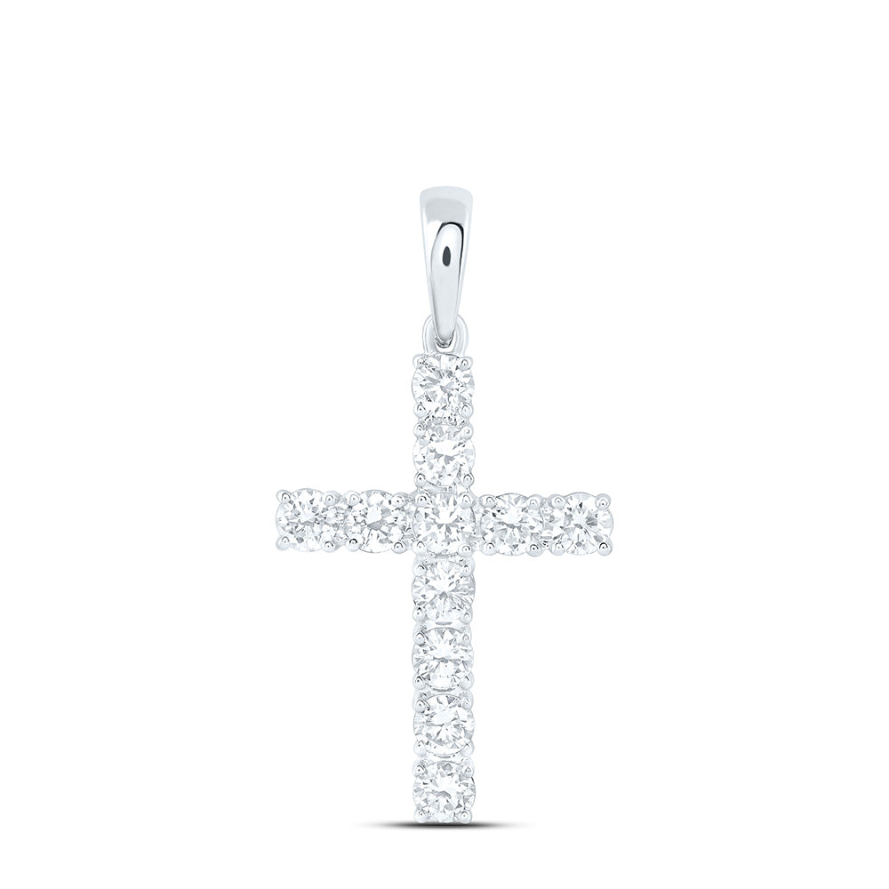 14K Yellow Or White Gold 1 Cttw Lab Grown Diamond Fashion Cross Pendant