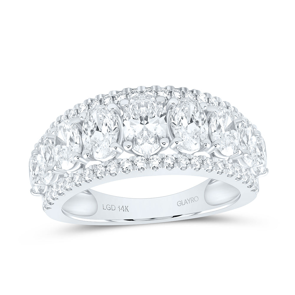 14K Yellow Or White Gold 2 1/2 Cttw Lab Grown Diamond Fashion Oval Band
