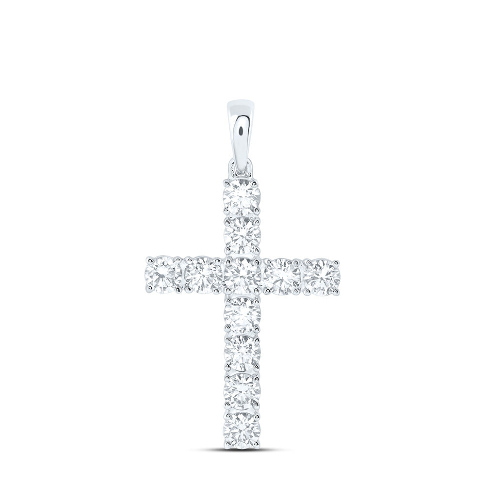 14K Yellow Or White Gold 1 7/8 Cttw Lab Grown Diamond Fashion Cross Pendant