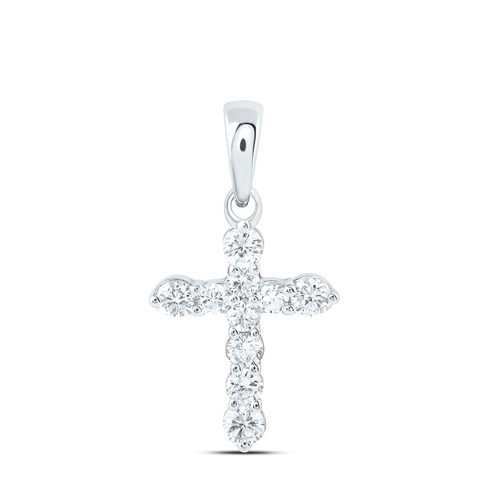 14K Yellow Or White Gold 1/4 Cttw Lab Grown Diamond Fashion Cross Pendant