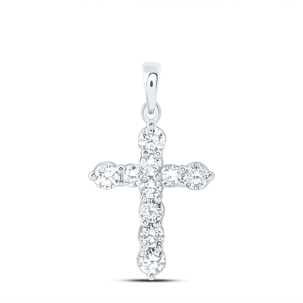14K Yellow Or White Gold 5/8 Cttw Lab Grown Diamond Fashion Cross Pendant