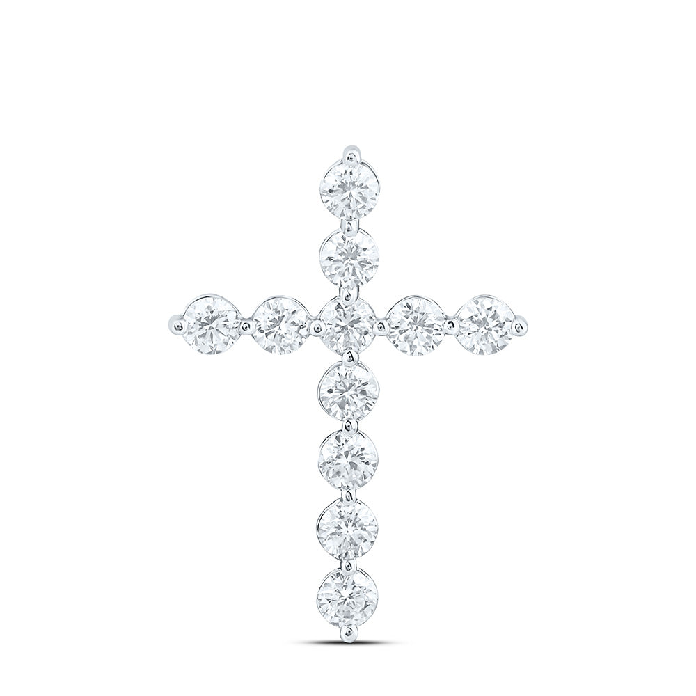 14K Yellow Or White Gold 1/2 Cttw Lab Grown Diamond Fashion Cross Pendant