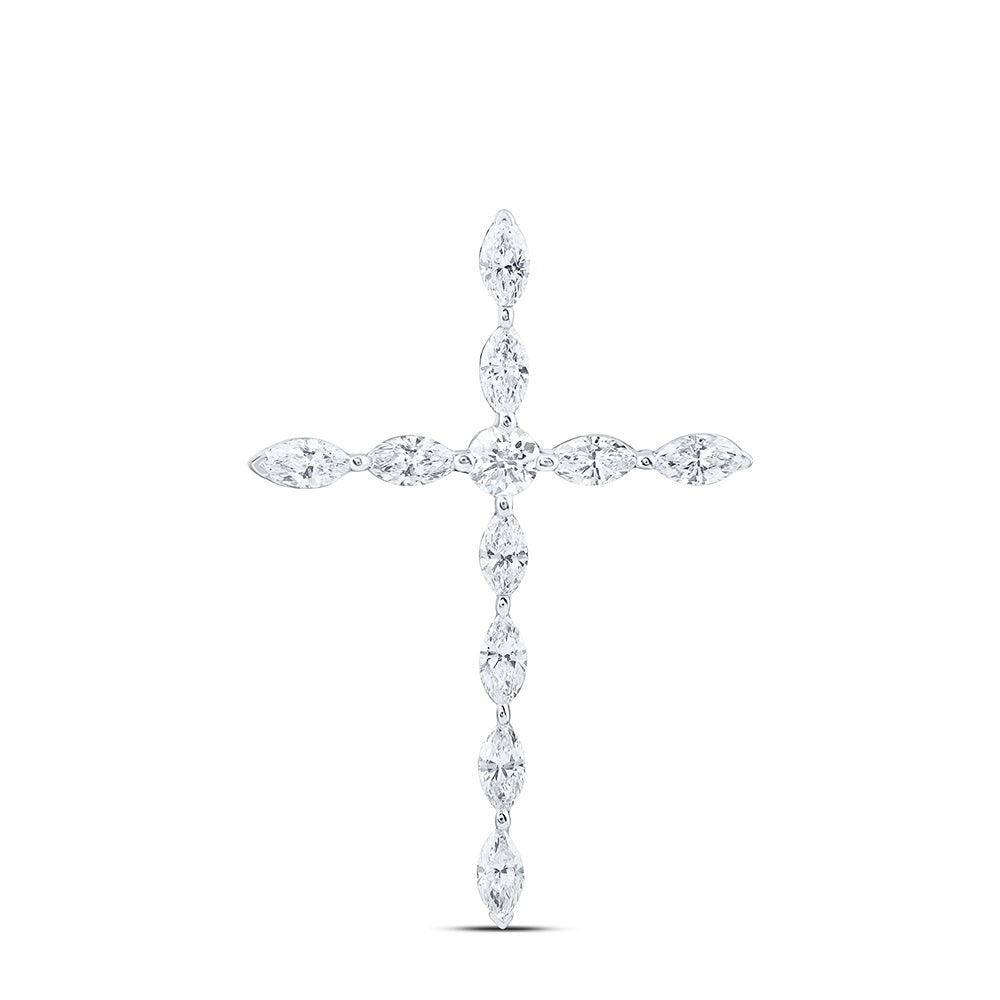 14K Yellow Or White Gold 1/3 Cttw Lab Grown Diamond Fashion Cross Pendant