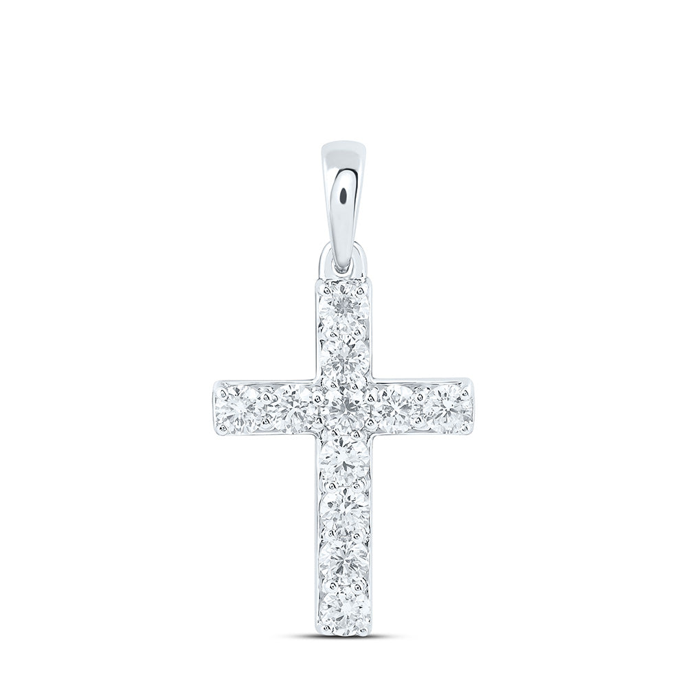 14K Yellow Or White Gold 1/2 Cttw Lab Grown Diamond Fashion Cross Pendant