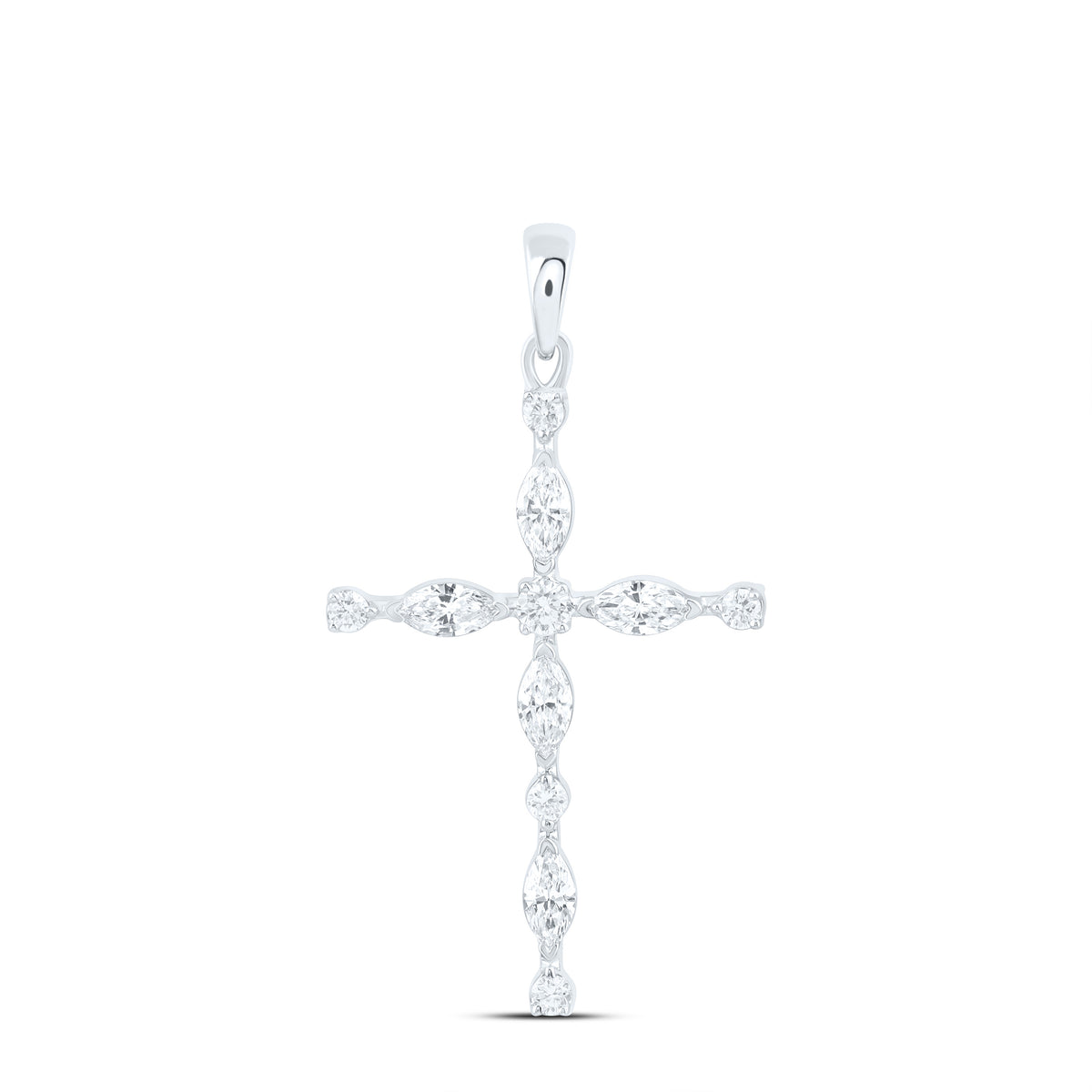 14K Yellow Or White Gold 3/8 Cttw Lab Grown Diamond Fashion Cross Pendant