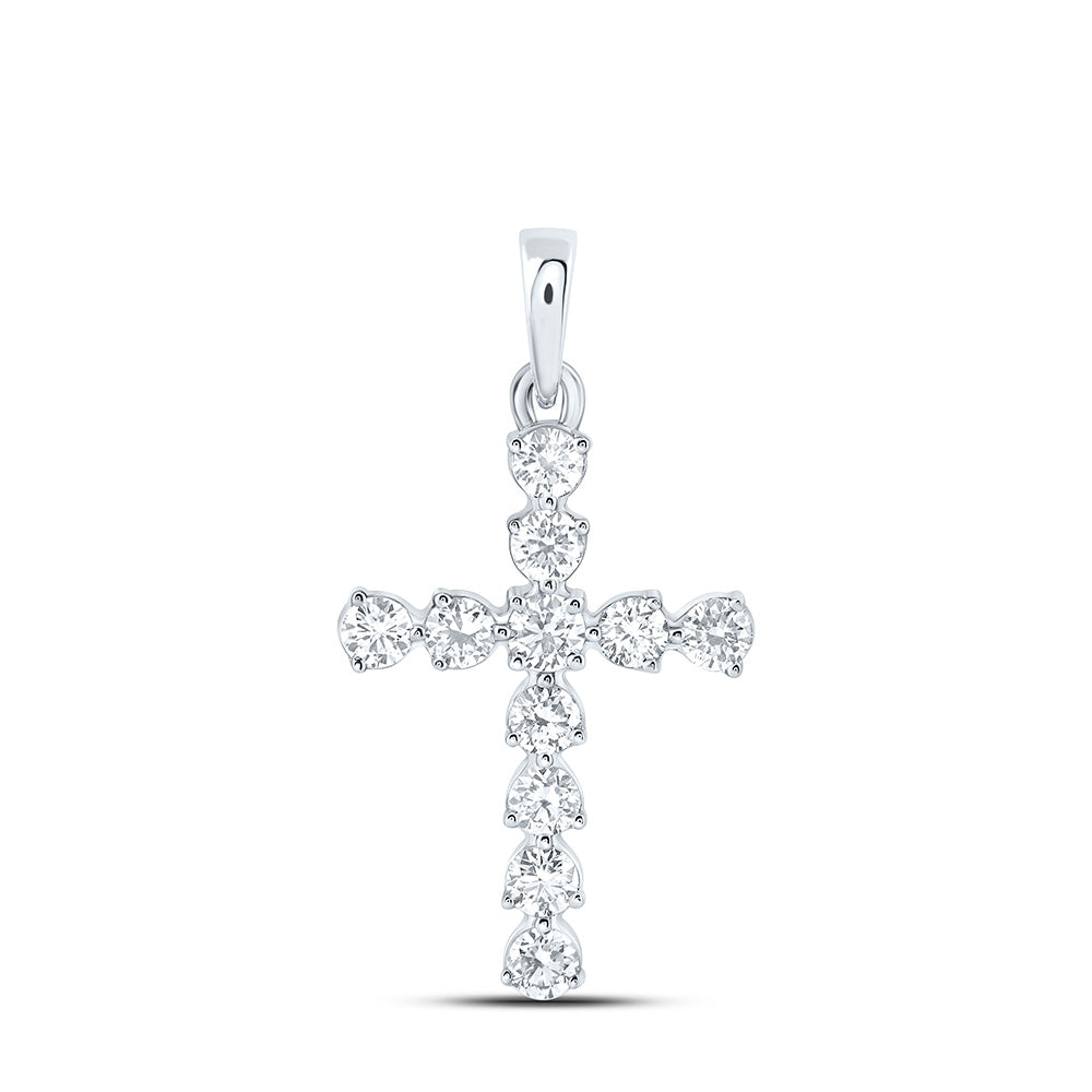 14K Yellow Or White Gold 3/8 Cttw Lab Grown Diamond Fashion Cross Pendant