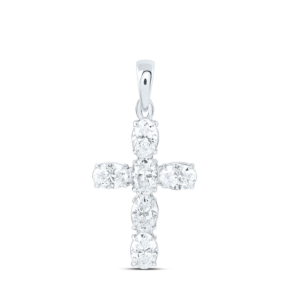 14K Yellow Or White Gold 3/4 Cttw Lab Grown Diamond Fashion Cross Pendant