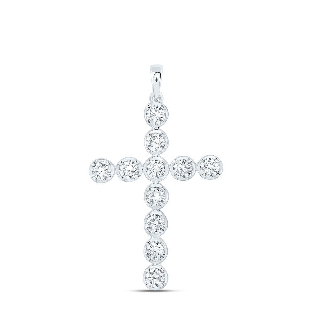 14K Yellow Or White Gold 1 Cttw Lab Grown Diamond Fashion Cross Pendant