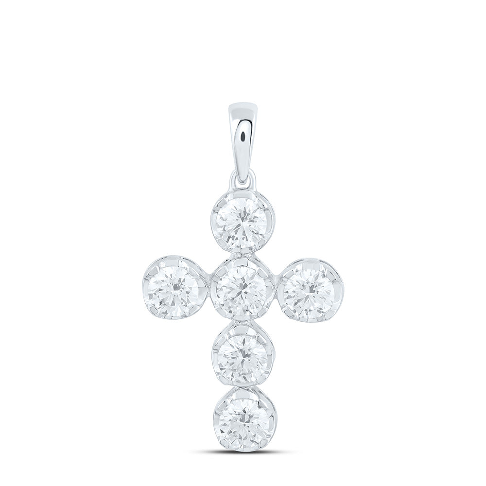 14K Yellow Or White Gold 1 Cttw Lab Grown Diamond Fashion Cross Pendant