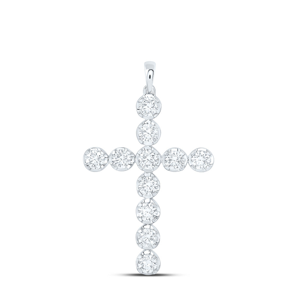 14K Yellow Or White Gold 1 3/4 Cttw Lab Grown Diamond Fashion Cross Pendant