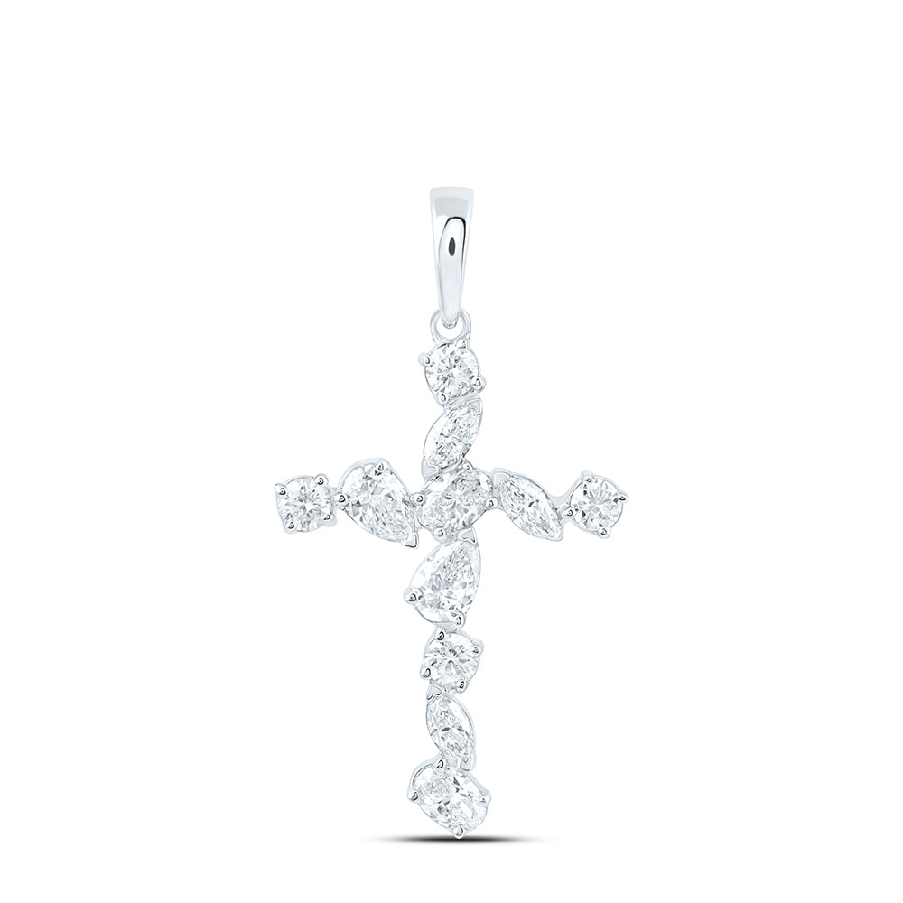 14K Yellow Or White Gold 1/2 Cttw Lab Grown Diamond Fashion Cross Pendant