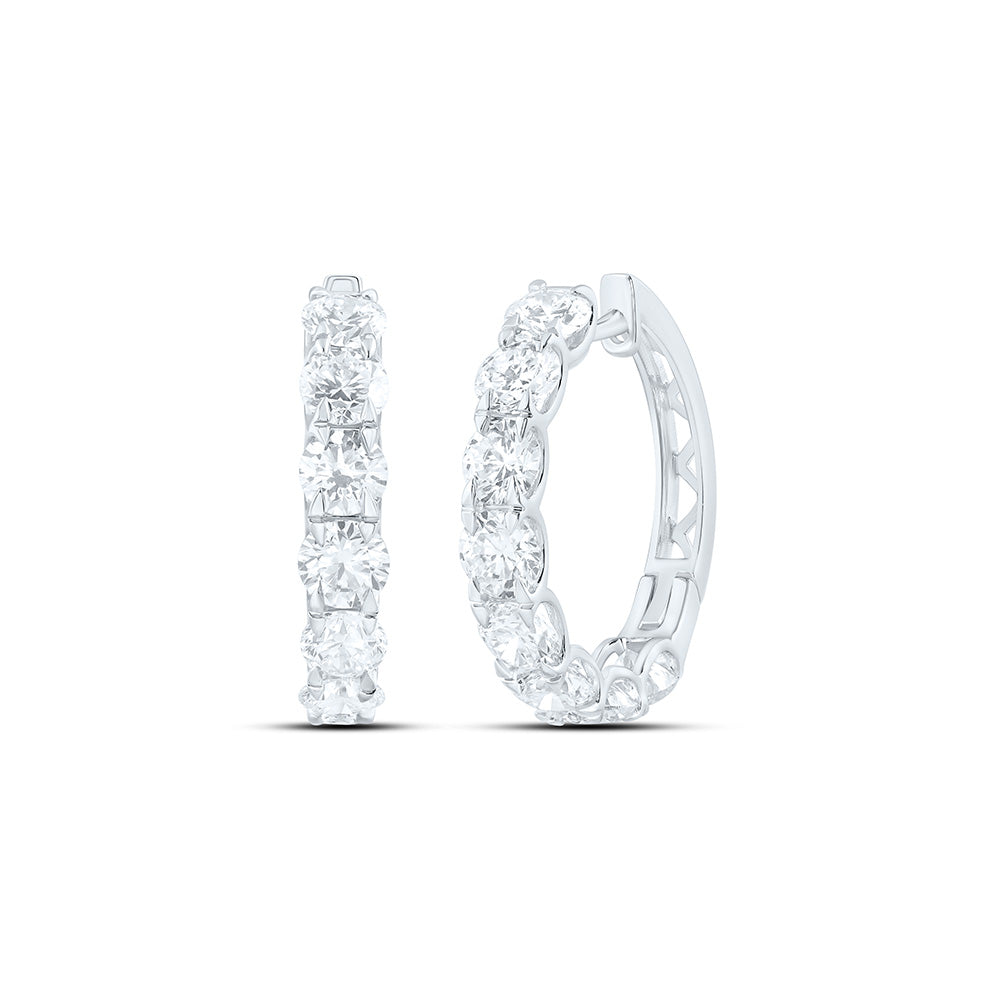 14K Yellow Or White Gold 4 Cttw Lab Grown Diamond Fashion Round Hoop Earring