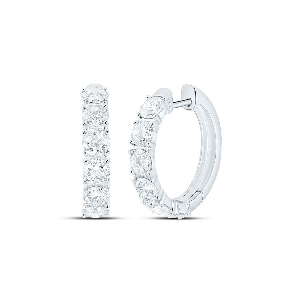 14K Yellow Or White Gold 3 Cttw Lab Grown Diamond Fashion Round Hoop Earring