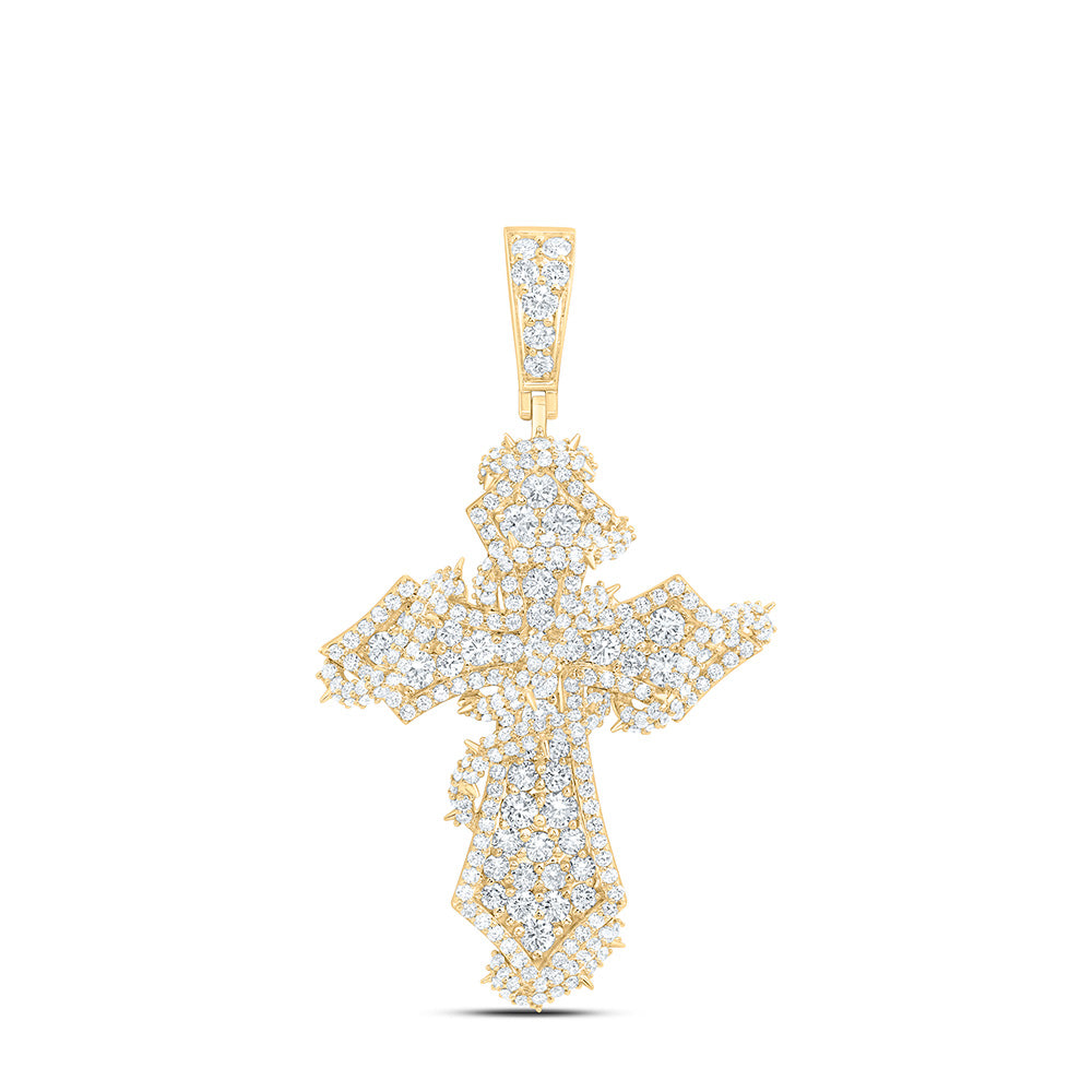 10K Yellow Gold 4 1/3 Cttw Lab Grown Diamond Cross Mens Charm