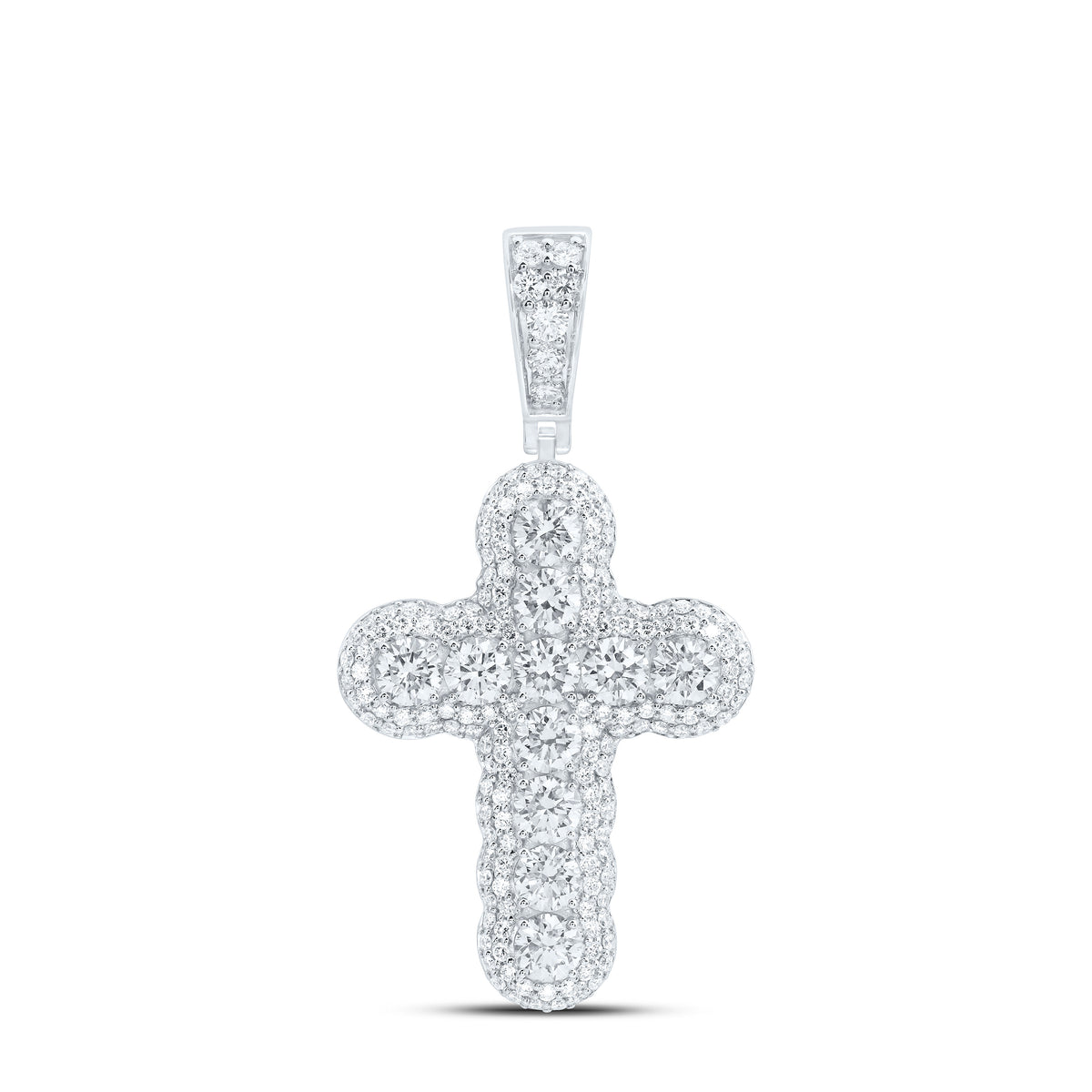 10K Yellow Or White Gold 4 1/2 Cttw Lab Grown Diamond Cross Mens Charm